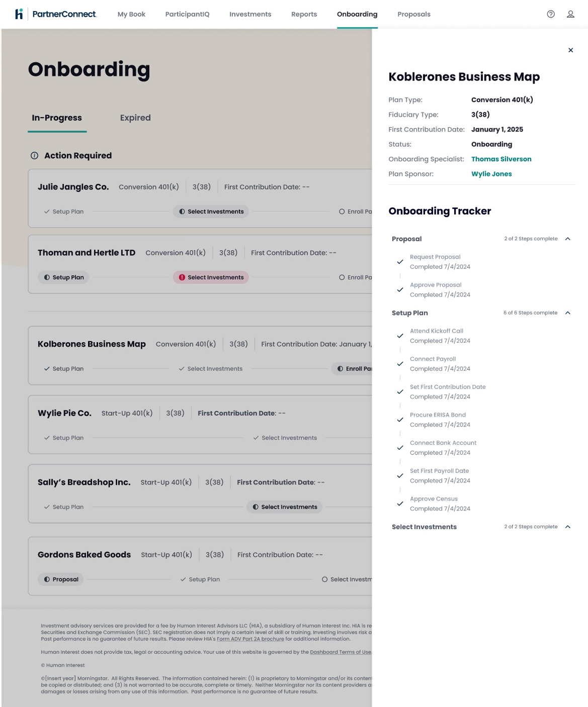 Onboarding tracker