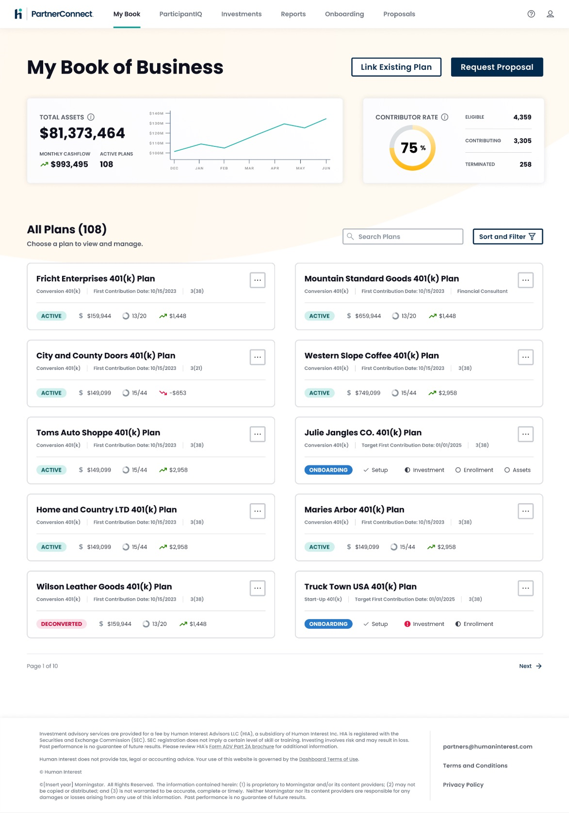 PartnerConnect dashboard